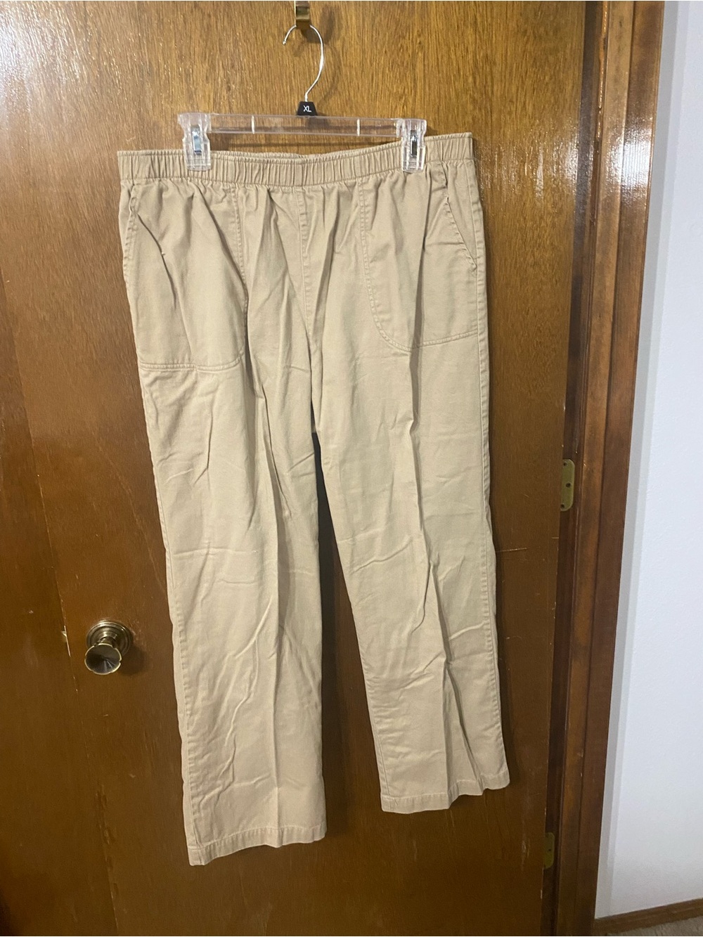 White Stag Women's Straight Leg Elastic Waist Tan Pants